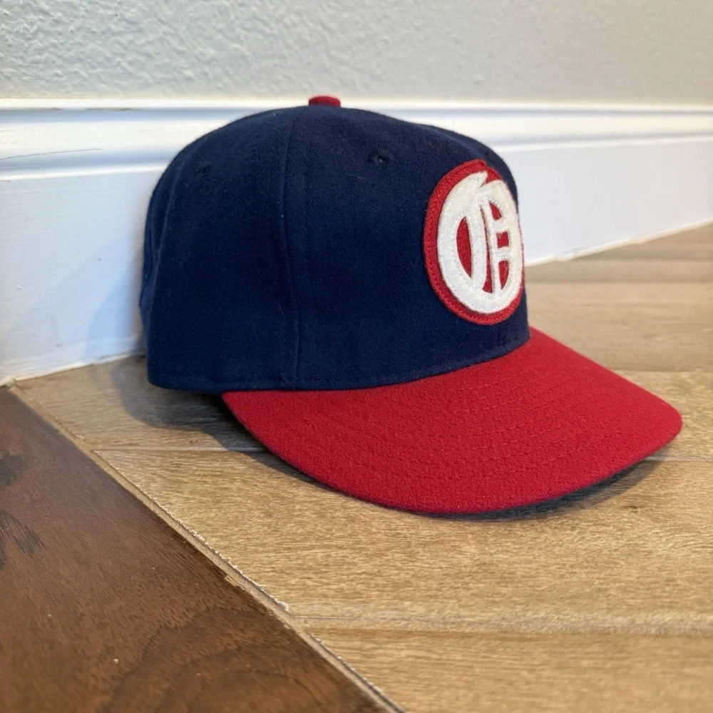 Oakland Oaks Ebbets Field Flannels Wool Ballcap 7 1/8 Navy Red 1948 PCL USA Made